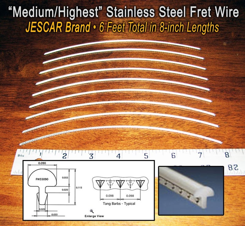 C. B. Gitty Stainless Steel Fret Wire for Guitars and More - Medium/Highest Gauge - Six Feet - Beautiful and Durable! - Image 2